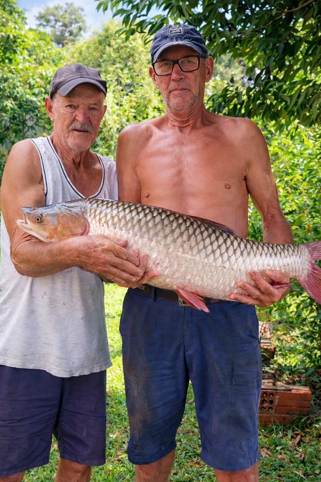 Pescaria em dupla com peixe grande